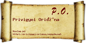 Privigyei Oriána névjegykártya